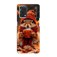 Печатный чехол «Зверята с кофе» для Oppo A95 – Белка с кофе