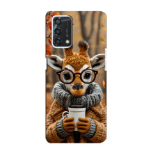 Печатный чехол «Зверята с кофе» для Oppo A95 – Жираф с кофе