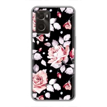 Чехлы с Цветами для Oppo A96 (VPrint) (Цветочки на черном)