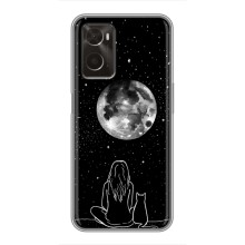 Чехол с рисунком кот на Oppo A96 (Девушка с котом)