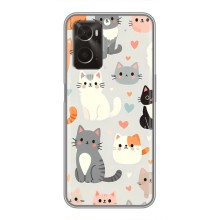 Чехол с рисунком кот на Oppo A96 (Коллаж котов)