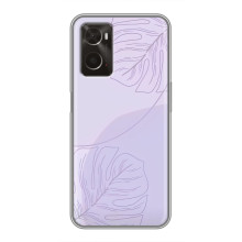 Чехол цветочный дизайн для Oppo A96 – Монстера фиолетовая