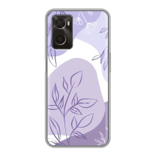 Силиконовый чехол с принтом в цветах на Oppo A96 (Фиолетовый дизайн)