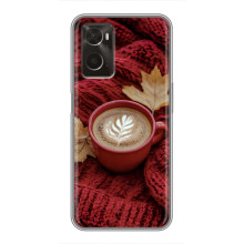 Чехол с уникальным дизайном «Осень с кофе» для Oppo A96 – Кофе на пледе
