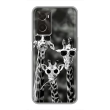 Силиконовый чехол с КАРТИНКАМИ лето для Oppo A96 (AlphaPrint) (Жирафы в очках)