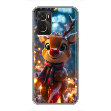 Яскравий чохол для Oppo A96 з Зимові Оленята – Олень з шарфом