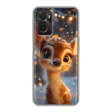Яскравий чохол для Oppo A96 з Зимові Оленята – Оленятко серед герлянд
