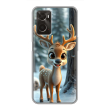 Яскравий чохол для Oppo A96 з Зимові Оленята – Оленятко в лісі