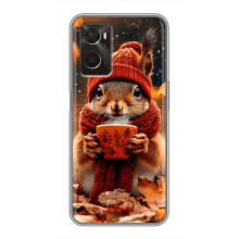 Печатный чехол «Зверята с кофе» для Oppo A96 – Белка с кофе