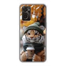 Печатный чехол «Зверята с кофе» для Oppo A96 – Тигр с кофе