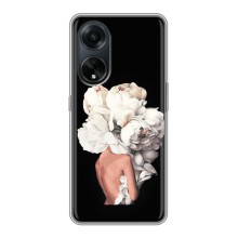 Чехлы (ART) Цветы на Oppo A98 (VPrint) (Белые цветы)