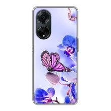 Чехлы с Цветами для Oppo A98 (VPrint) (Бабочка на цветочке)