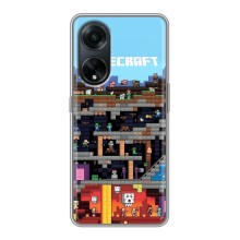 Чехол Майнкрафт на Oppo A98 (AlphaPrint) Minecraft (фон Minecraft)