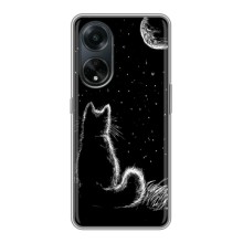 Чехол с принтом для Oppo A98 (AlphaPrint) Модные коты (Котик и луна)