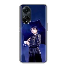 Чехлы Венсдей на Oppo A98 Уэнсдей (AlphaPrint) (Уэнздей с зонтом)