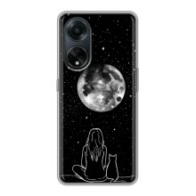 Чехол с рисунком кот на Oppo A98 (Девушка с котом)