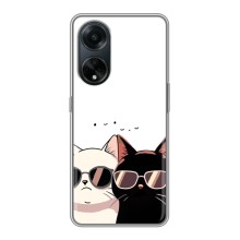 Чехол с рисунком кот на Oppo A98 (Коты в очках)