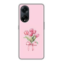 Чехол с розовым рисунком для Oppo A98 (Букет цветов)