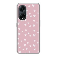 Чехол с розовым рисунком для Oppo A98 (Сердечки на розовом)