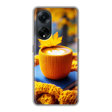 Чехол с уникальным дизайном «Осень с кофе» для Oppo A98 – Кофе с жёлтым
