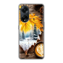 Чехол с уникальным дизайном «Осень с кофе» для Oppo A98 – Осенне-зимнее кофе