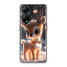 Яркий чехол для Oppo A98 с Зимними Оленятами – Оленёнок
