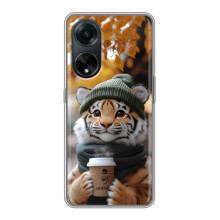 Печатный чехол «Зверята с кофе» для Oppo A98 – Тигр с кофе