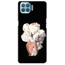 Чехлы (ART) Цветы на Oppo F17 Pro (VPrint) (Белые цветы)