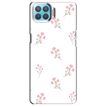 Чехол с розовым рисунком для Oppo F17 Pro (Розовые цветы)