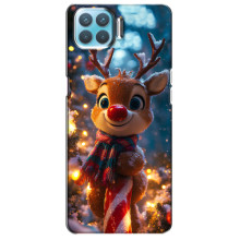 Яркий чехол для Oppo F17 Pro с Зимними Оленятами – Олень в шарфе