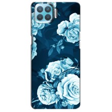 Чехлы (ART) Цветы на Oppo F17 (VPrint) (Голубые Бутоны)
