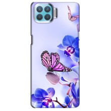 Чехлы с Цветами для Oppo F17 (VPrint) (Бабочка на цветочке)
