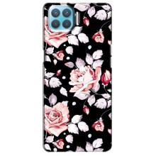 Чехлы с Цветами для Oppo F17 (VPrint) (Цветочки на черном)