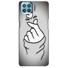 Чехол с принтом для Oppo F17 (AlphaPrint - Знак сердечка)