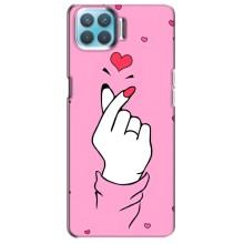 Чехол с принтом для Oppo F17 (AlphaPrint - Знак сердечка)