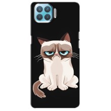Чехол с принтом для Oppo F17 (AlphaPrint) Модные коты (Грустный кот)