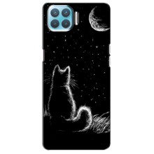 Чехол с принтом для Oppo F17 (AlphaPrint) Модные коты (Котик и луна)