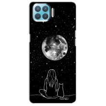 Чехол с рисунком кот на Oppo F17 (Девушка с котом)