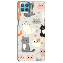 Чехол с рисунком кот на Oppo F17 (Коллаж котов)