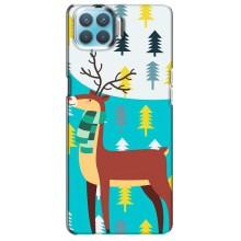 Силиконовый бампер с картинкой животных для Oppo F17 (Олень с шарфом)