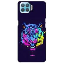 Силиконовый бампер с картинкой животных для Oppo F17 (Тигр-Арт)