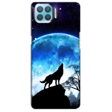 Защитные чехлы для Оппо Ф17 (AlphaPrint) (ХИТ продаж) ВОЛК (Волк на луну)