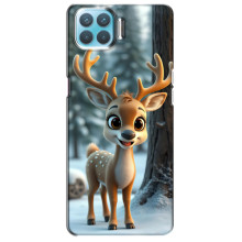 Яскравий чохол для Oppo F17 з Зимові Оленята – Оленятко в лісі