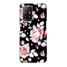 Чохли з квітами для Oppo F19 Pro Plus 5G (VPrint) (Квіти на чорному)