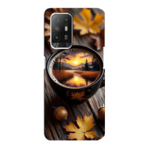 Чехол с уникальным дизайном «Осень с кофе» для Oppo F19 Pro Plus 5G – Тёмный кофе
