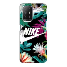 Силиконовый Чехол на Oppo F19 Pro Plus 5G с картинкой Nike (Цветочный Nike)