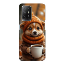 Печатный чехол «Зверята с кофе» для Oppo F19 Pro Plus 5G – Песик с кофе