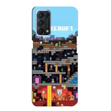 Чехол Майнкрафт на Oppo F19 (AlphaPrint) Minecraft (фон Minecraft)