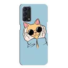 Чехол на Оппо Ф19 с Котами (VPrint) (Котик в очках)