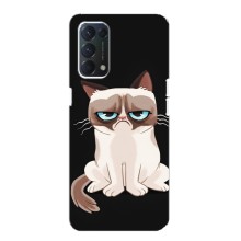 Чехол с принтом для Oppo F19 (AlphaPrint) Модные коты (Грустный кот)